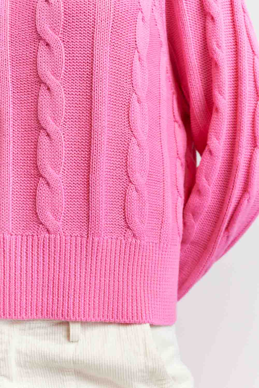 Amber Cotton Sweater - Hot Pink