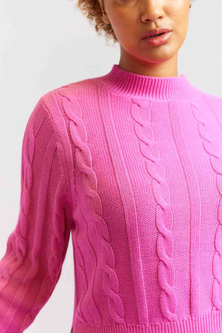 Amber Cotton Sweater - Hot Pink