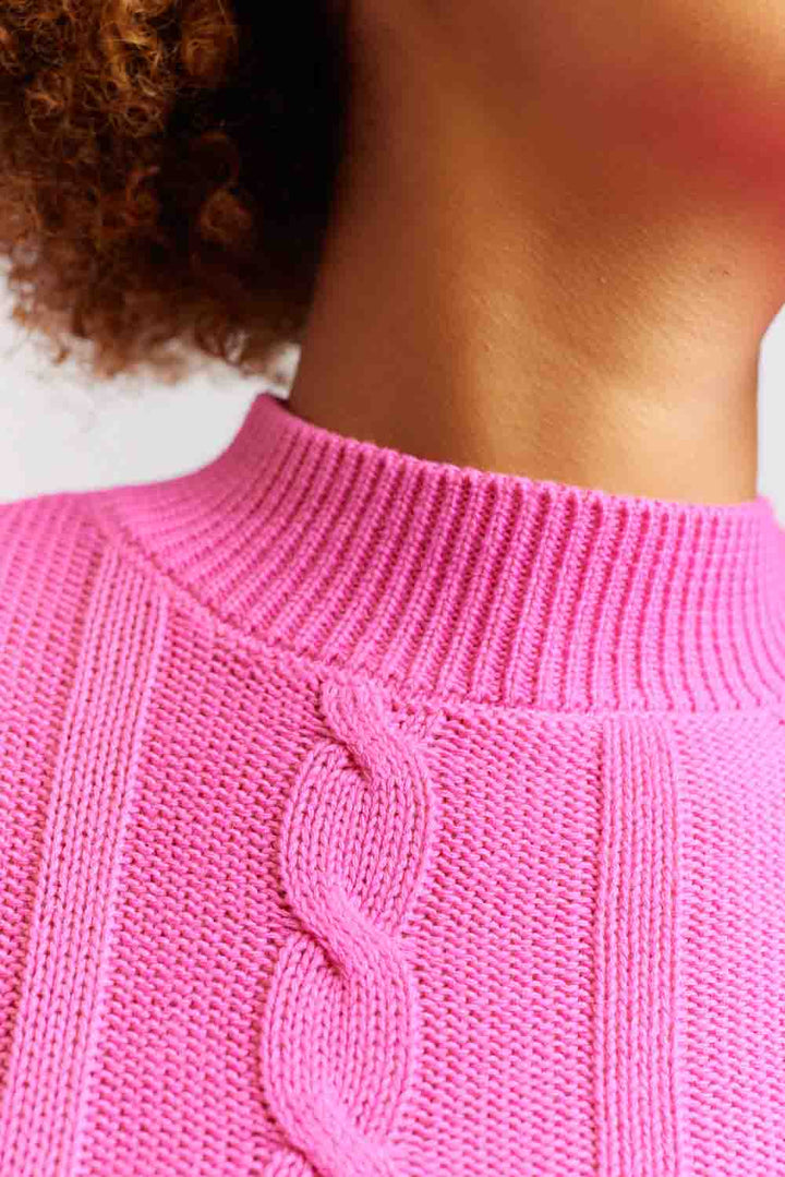 Amber Cotton Sweater - Hot Pink