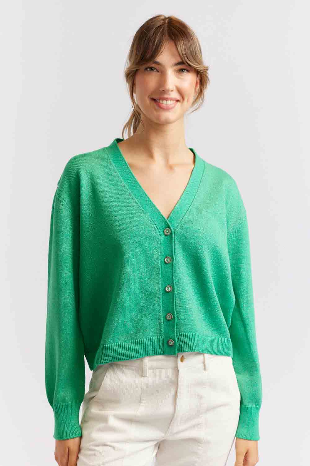 Luna Lurex Cardi - Emerald