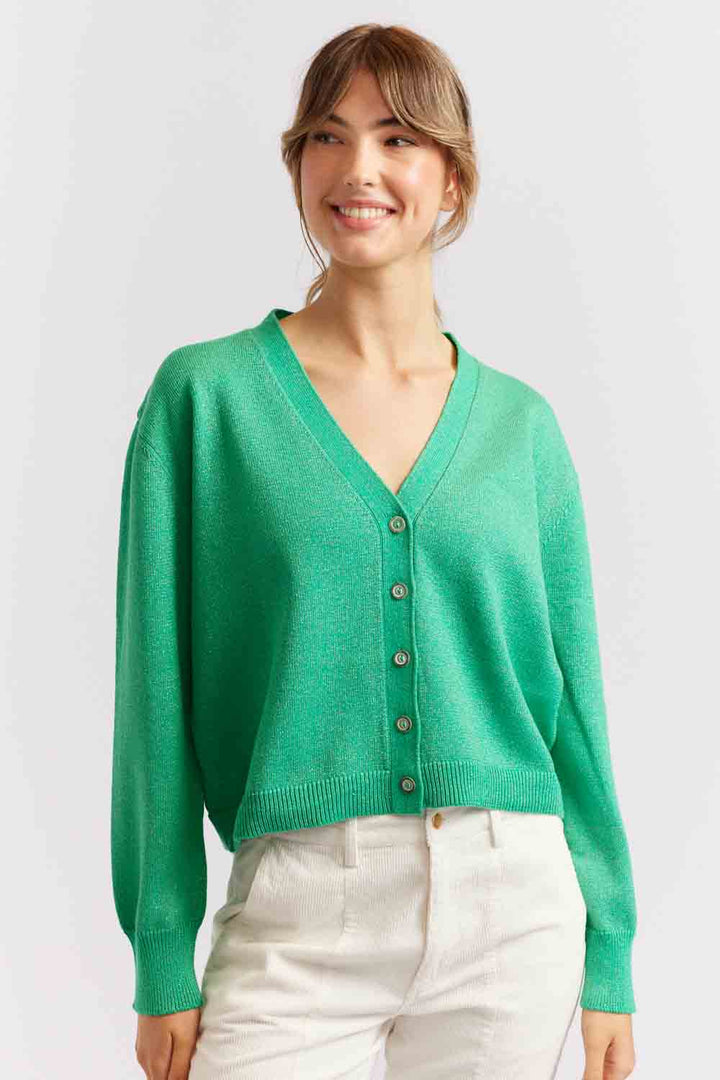 Luna Lurex Cardi - Emerald