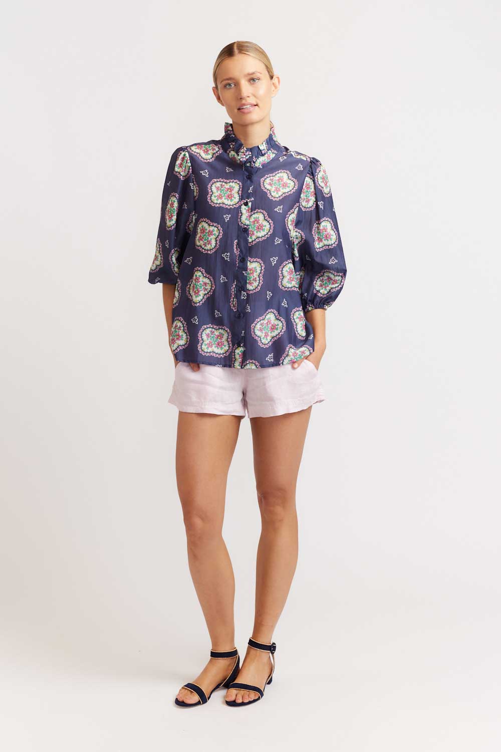 Edie Top - Mosaic Navy