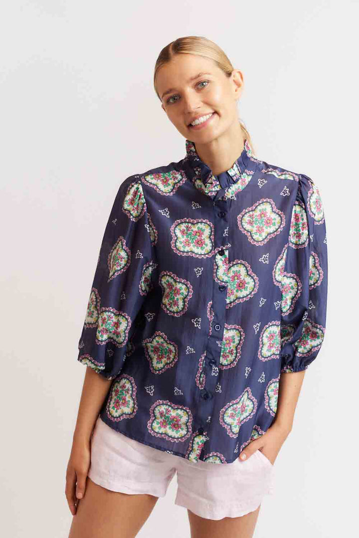 Edie Top - Mosaic Navy