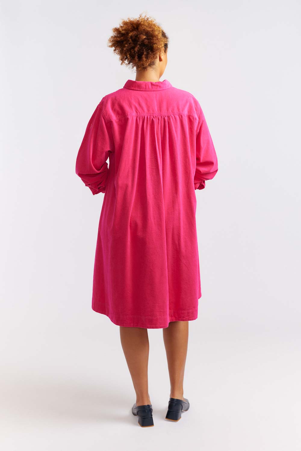 Overshirt Cord Dress - Magenta