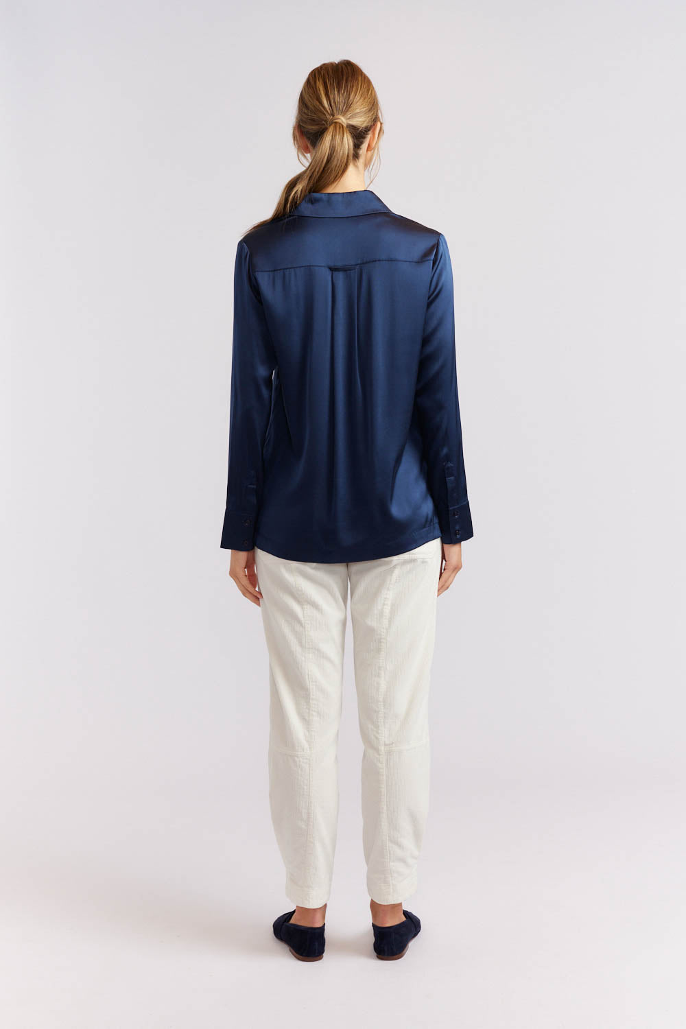 Primrose Silk Shirt - Navy