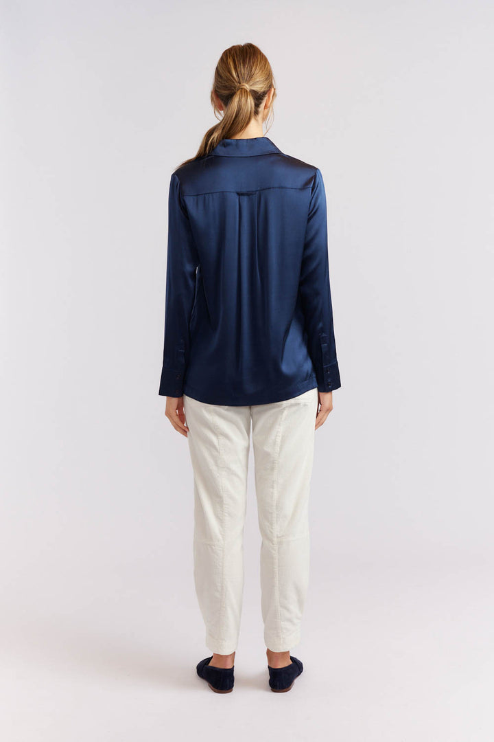 Primrose Silk Shirt - Navy