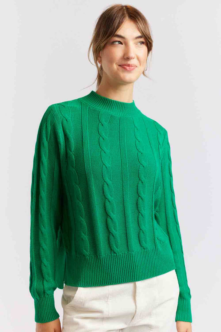 Amber Cotton Sweater - Emerald