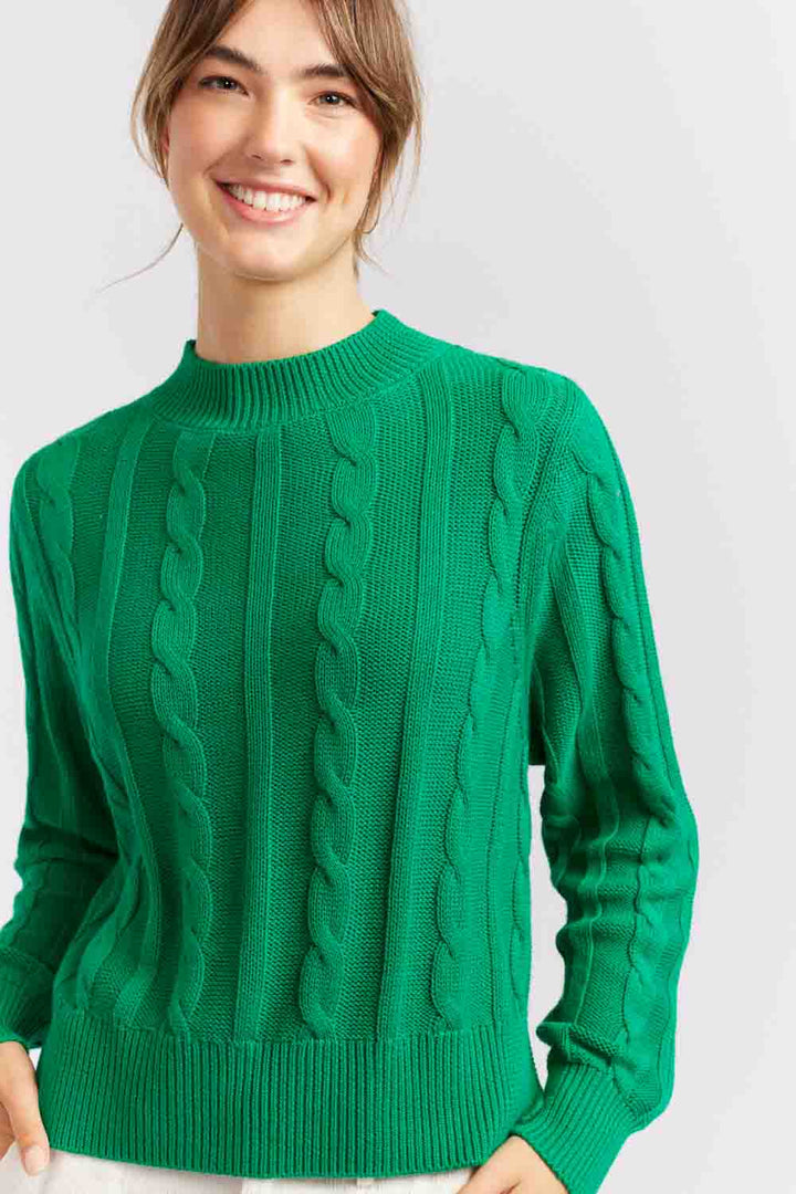 Amber Cotton Sweater - Emerald