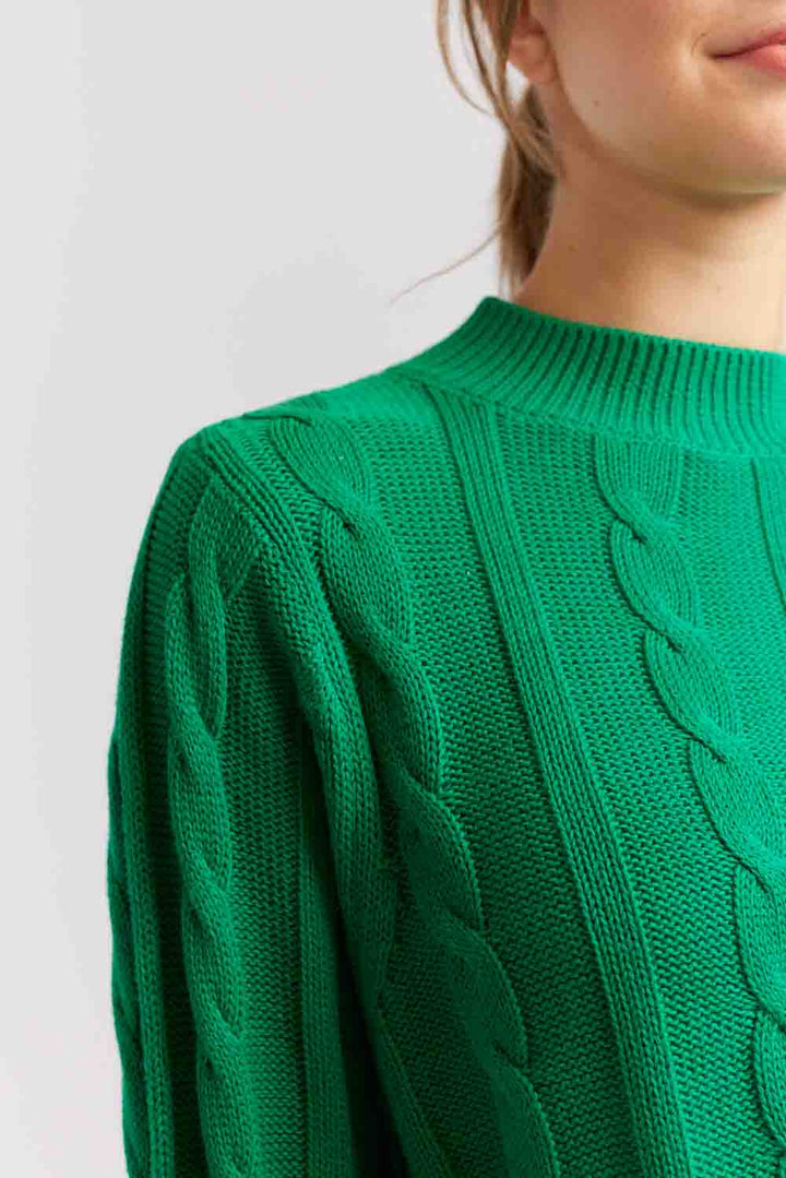 Amber Cotton Sweater - Emerald