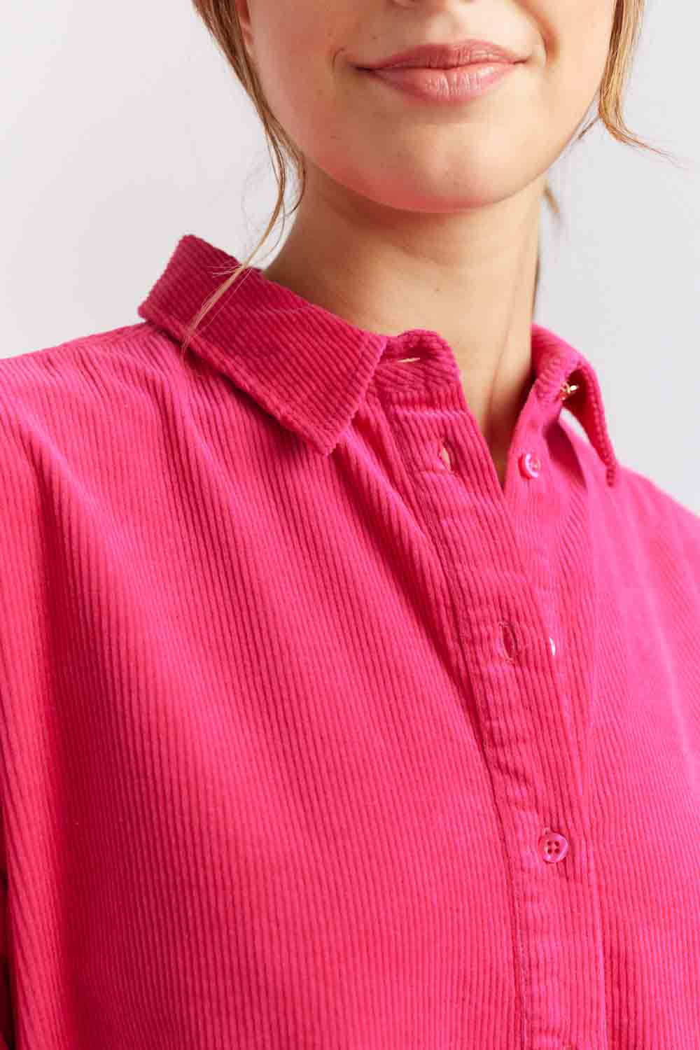 Overshirt Cord Dress - Magenta