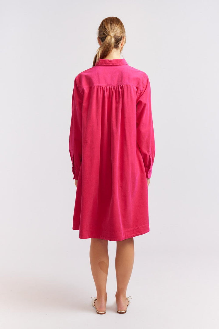 Overshirt Cord Dress - Magenta