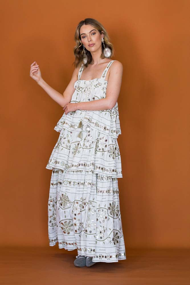 Ayana 3 Tier Maxi Dress - Ivory