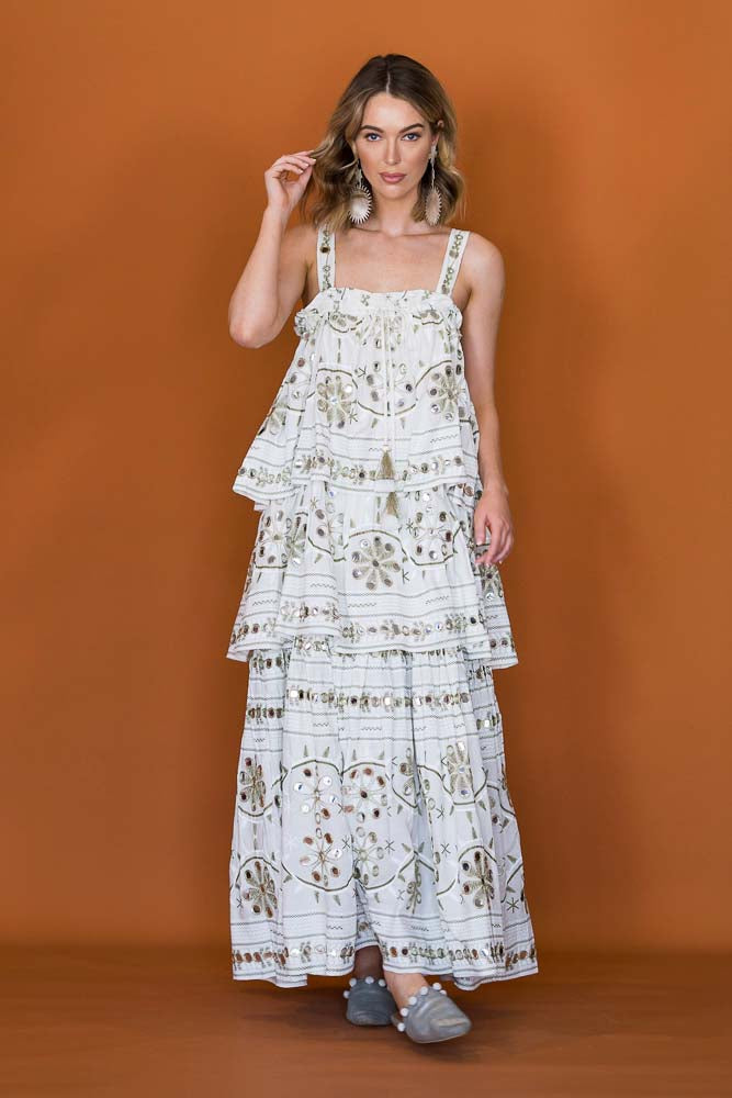 Ayana 3 Tier Maxi Dress - Ivory