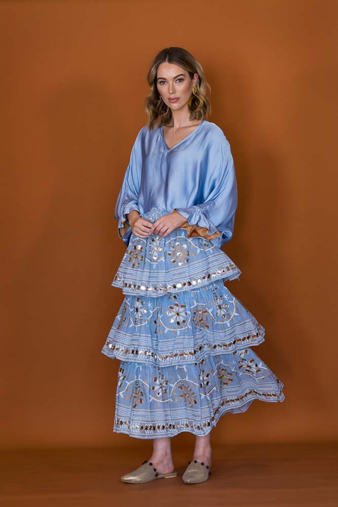 Ayana 3 Tier Skirt Dress - Blue