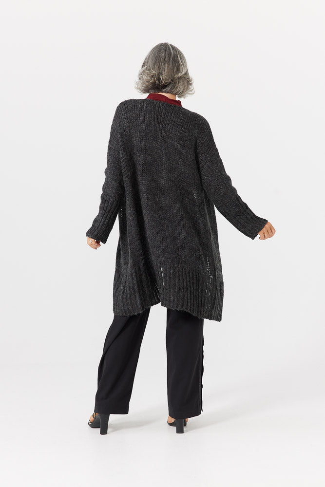 Long Cabin Cardigan - Black Marle