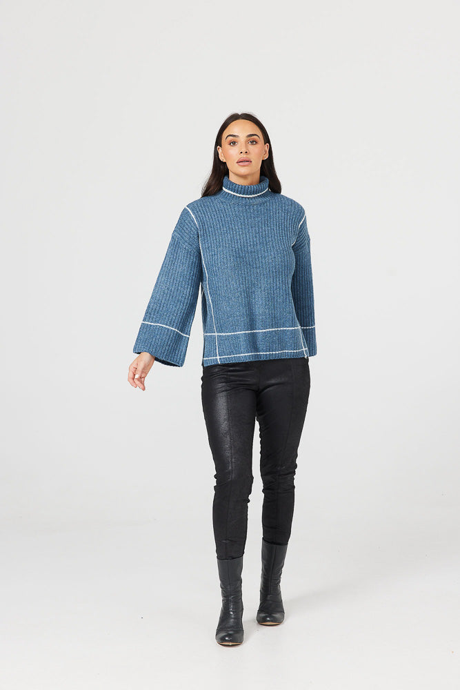 Whistler Knit - Blue White