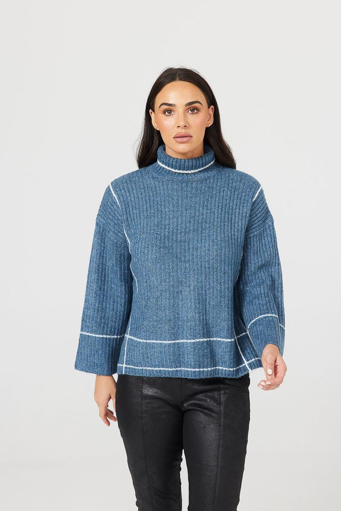 Whistler Knit - Blue White