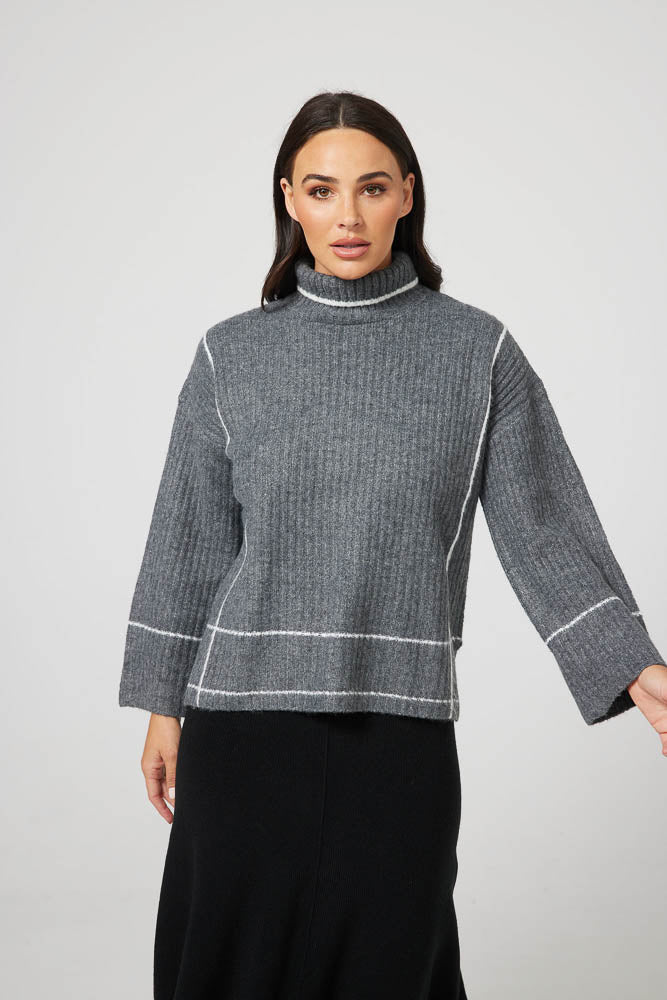 Whistler Knit - Charcoal White