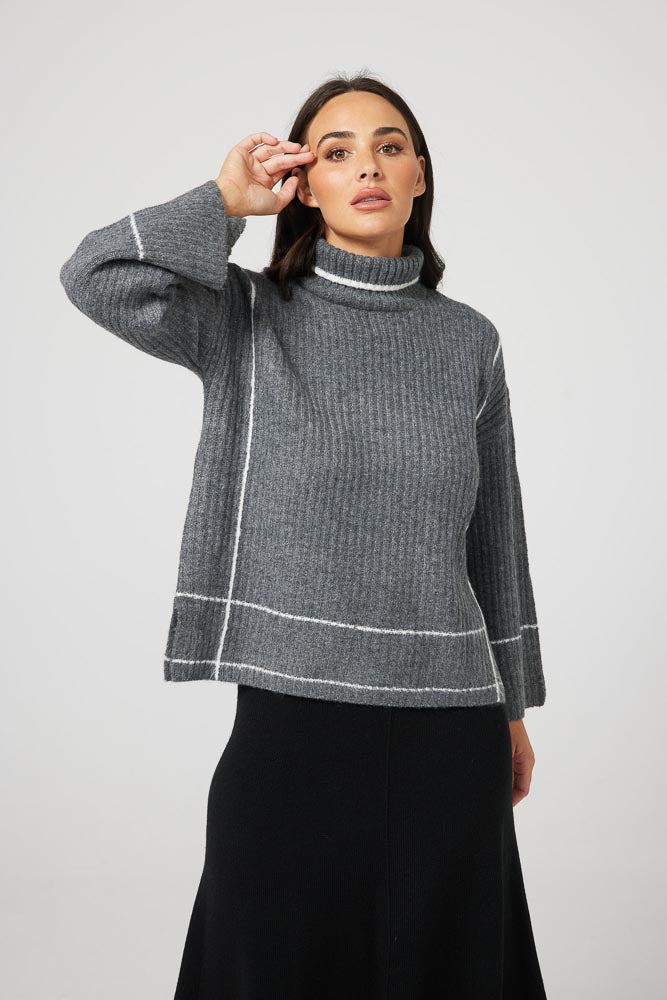 Whistler Knit - Charcoal White