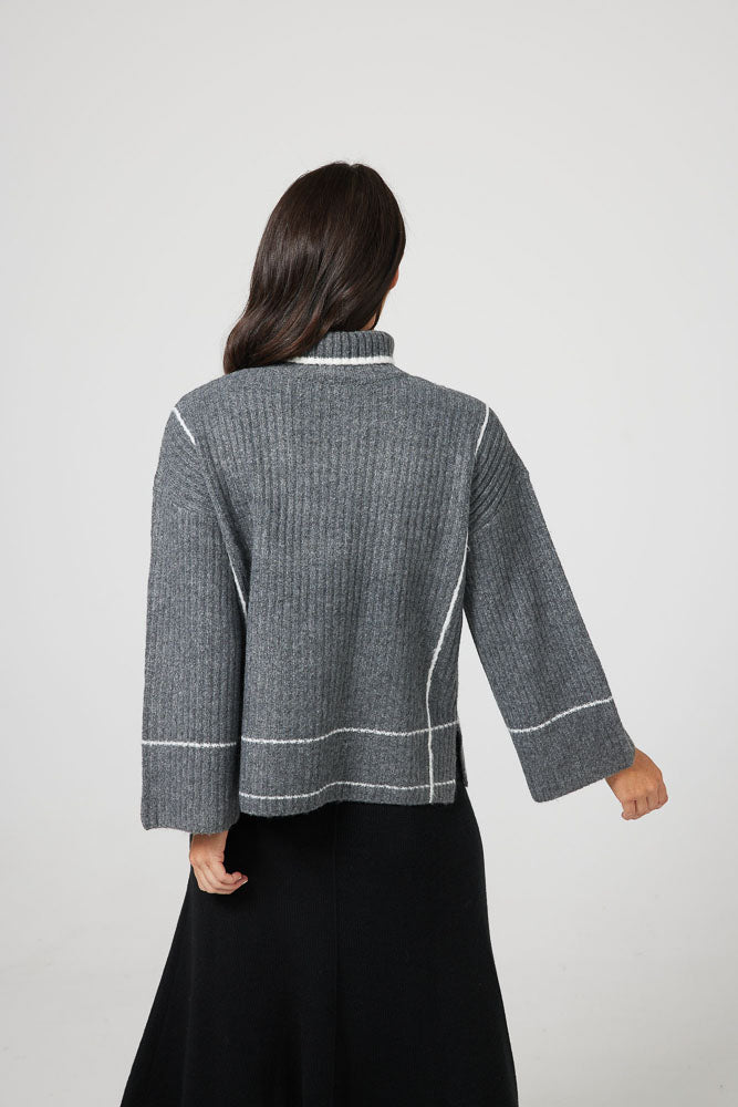 Whistler Knit - Charcoal White