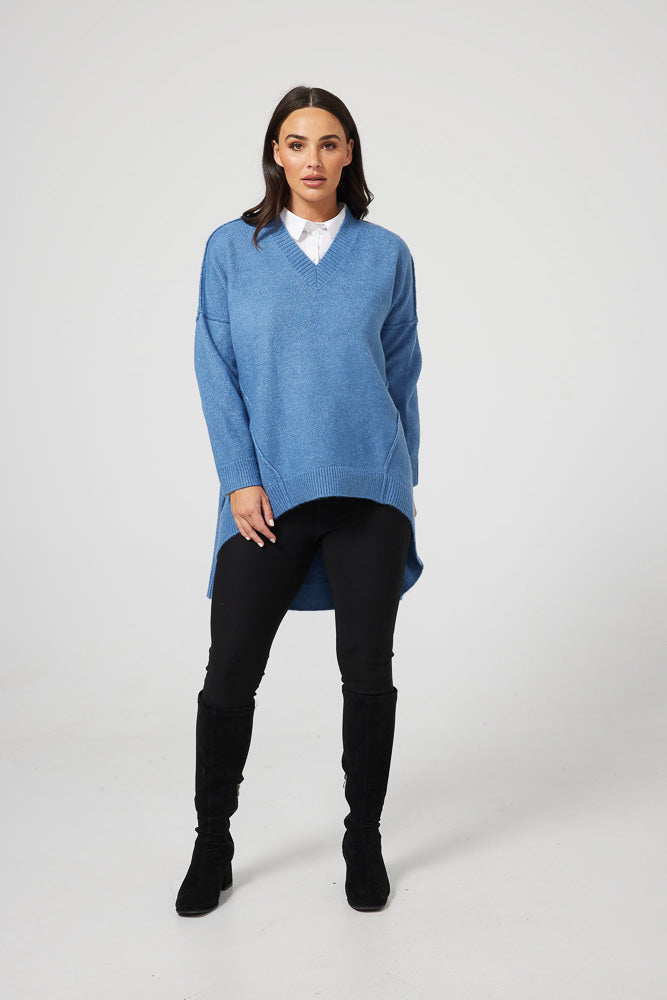 Wiltshire V Neck Knit - Blue