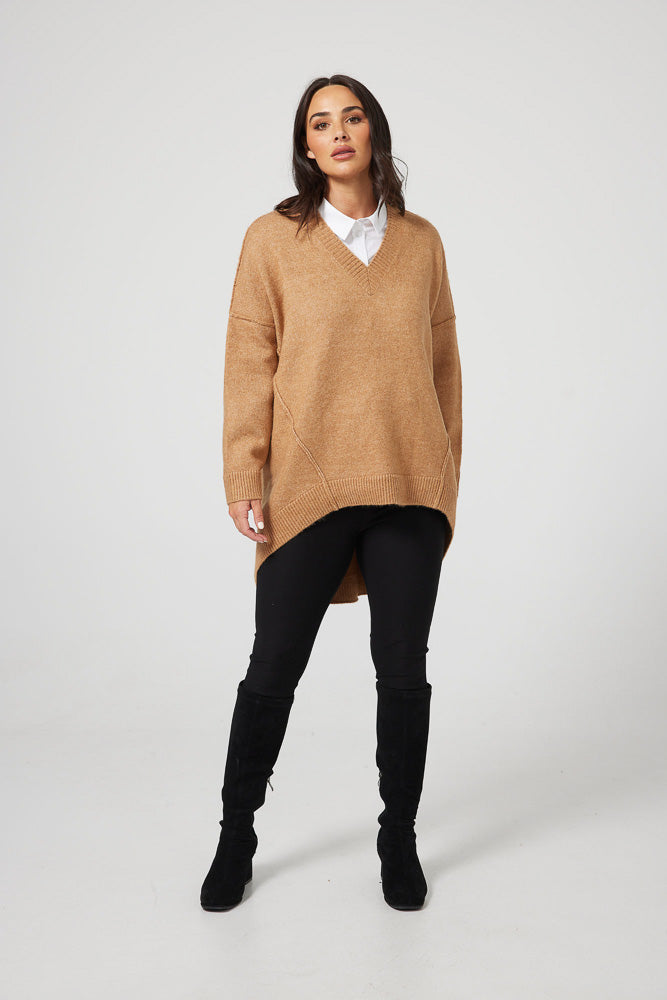 Wiltshire V Neck Knit - Tan