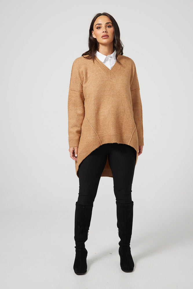 Wiltshire V Neck Knit - Tan