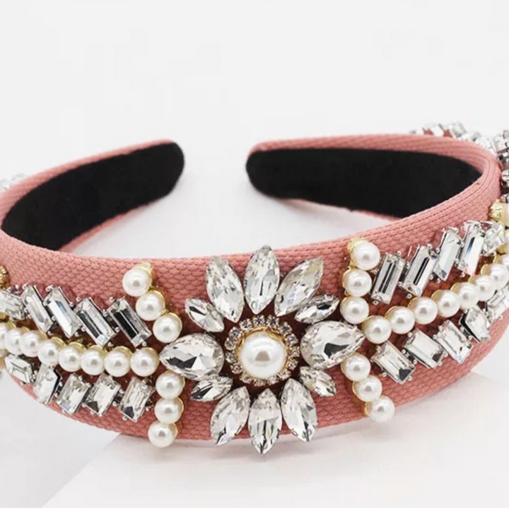 Sarah J Curtis Crystal / Pearl Alice Band - Ballet Pink