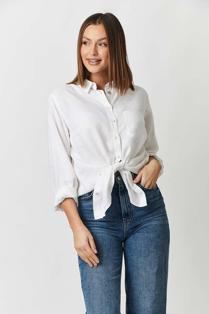 Enveloppe Linen Shirt - Blanche