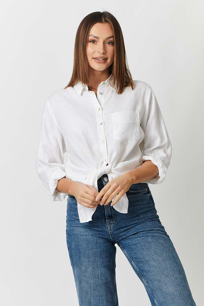 Enveloppe Linen Shirt - Blanche