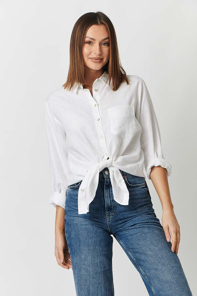 Enveloppe Linen Shirt - Blanche