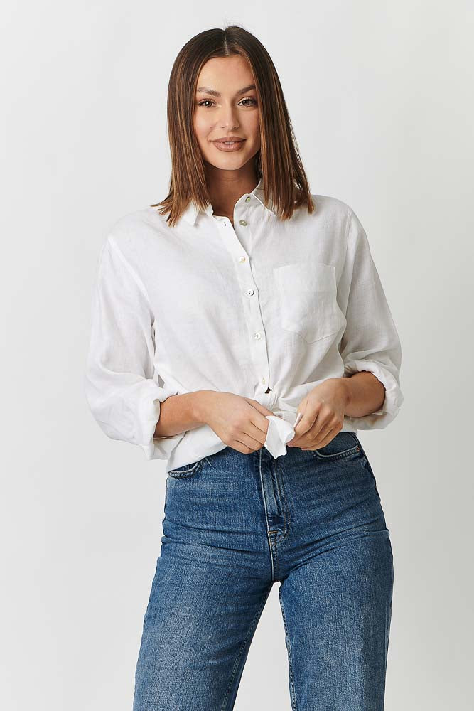 Enveloppe Linen Shirt - Blanche