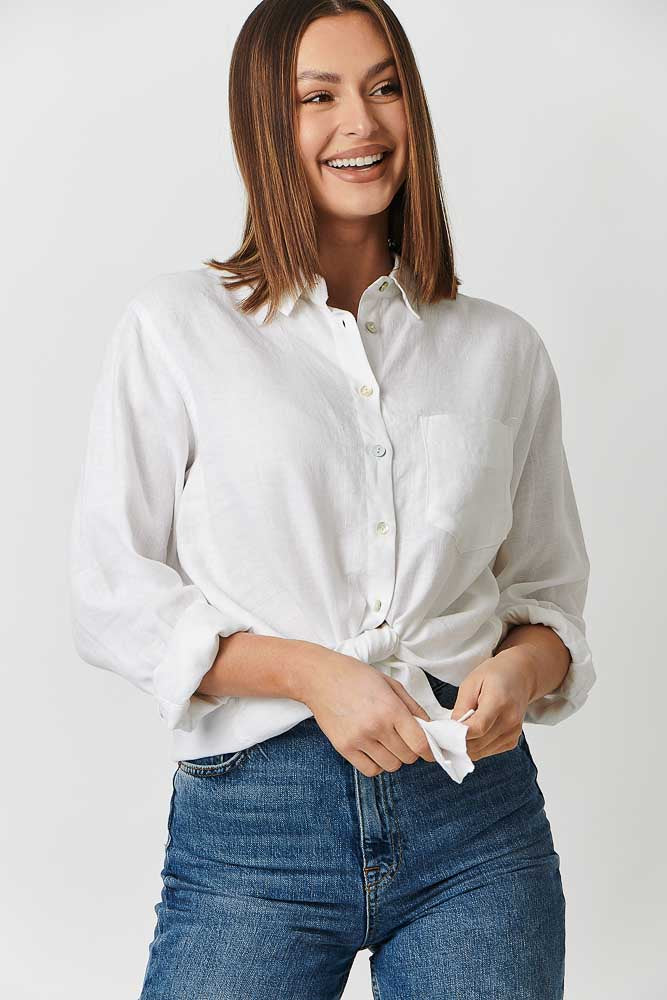 Enveloppe Linen Shirt - Blanche