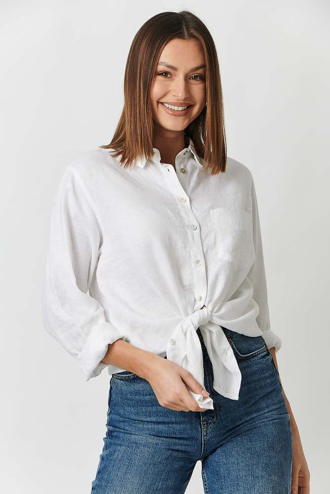 Enveloppe Linen Shirt - Blanche