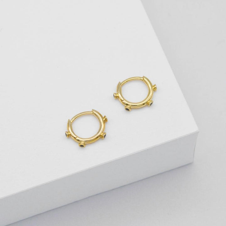 Linda Tahija Black Onyx Bloom Hoop Earrings - Gold