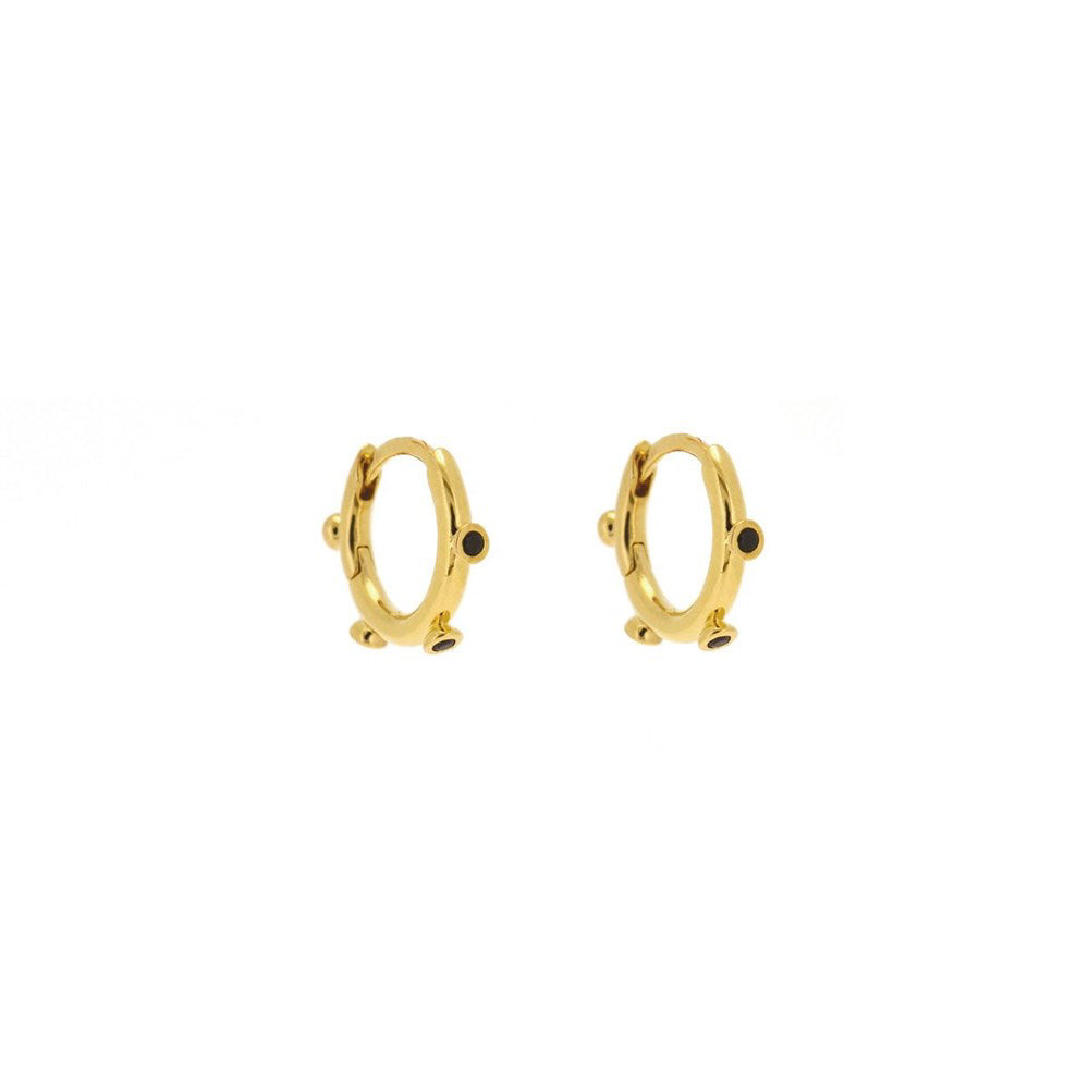 Linda Tahija Black Onyx Bloom Hoop Earrings - Gold