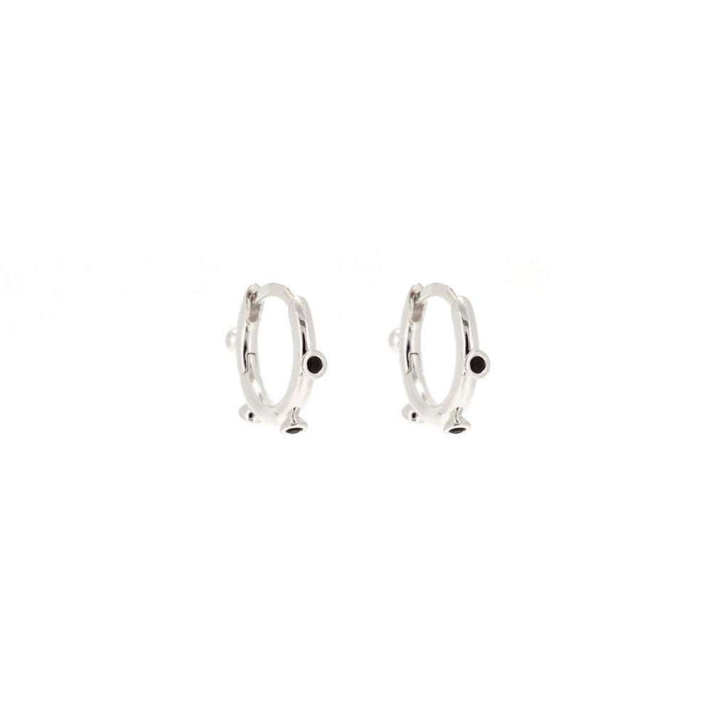 Linda Tahija Black Onyx Bloom Hoop Earrings - Silver
