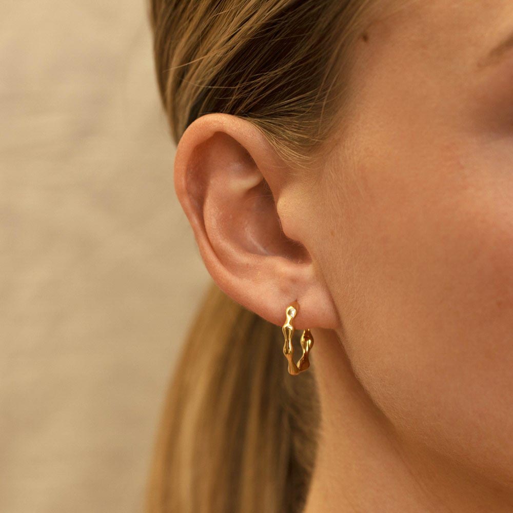 Linda Tahija Organica Huggie Earrings - Gold