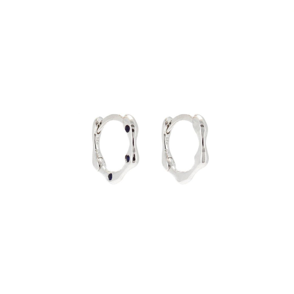 Linda Tahija Sapphire Organica Mini Huggie Earrings - Silver