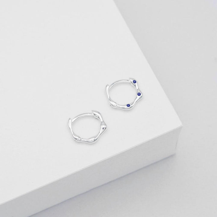 Linda Tahija Sapphire Organica Mini Huggie Earrings - Silver