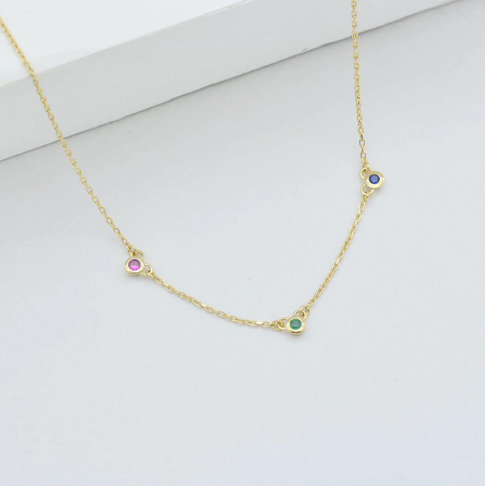 Trilogy Satellite Necklace - Multicolour - Gold