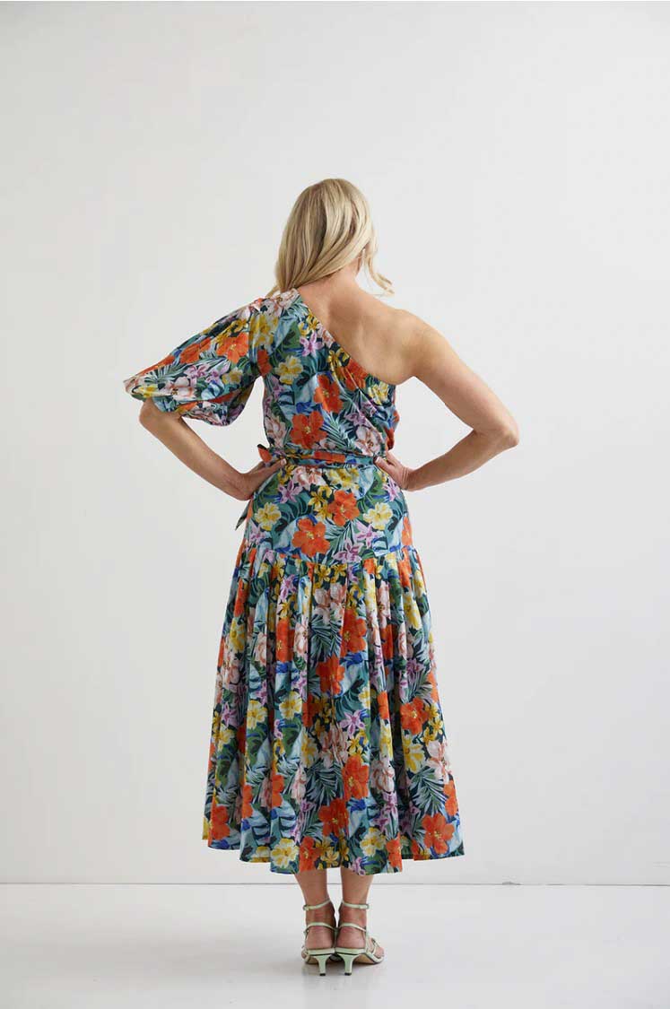 Beautify One Shoulder Midi Dress - Rest Floral