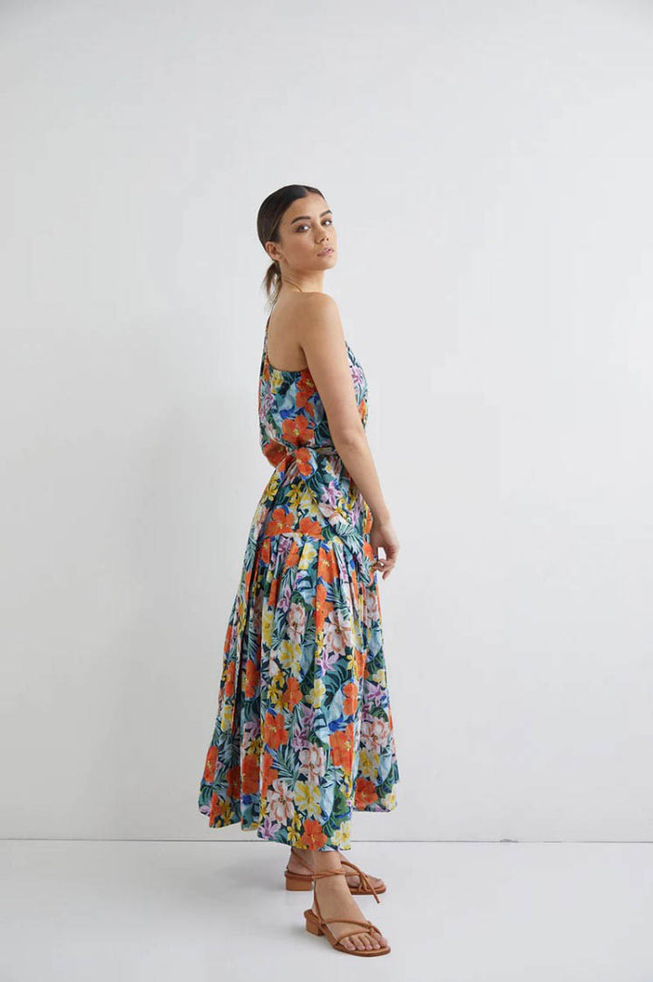 Beautify One Shoulder Midi Dress - Rest Floral