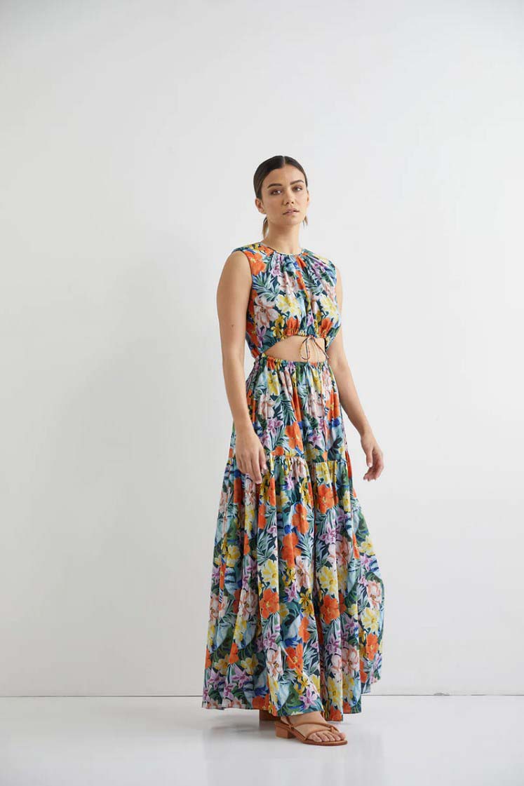 Sleeveless Vine Maxi Dress - Rest Floral