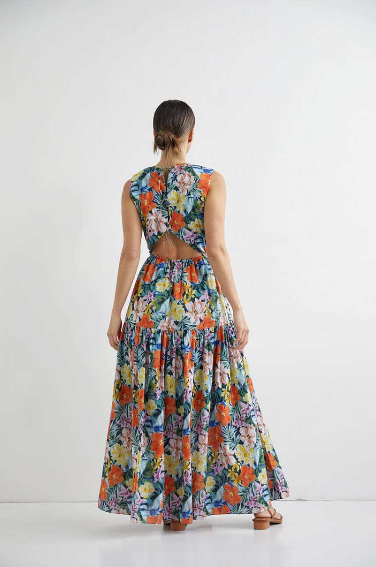 Sleeveless Vine Maxi Dress - Rest Floral