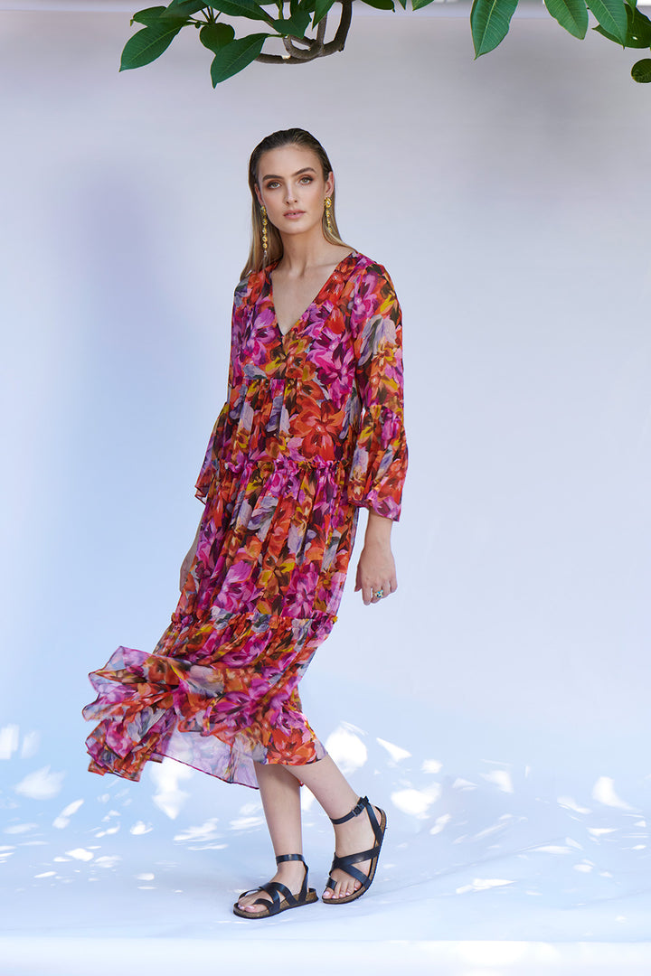 Valentine Silk Midi with Slip - Provence