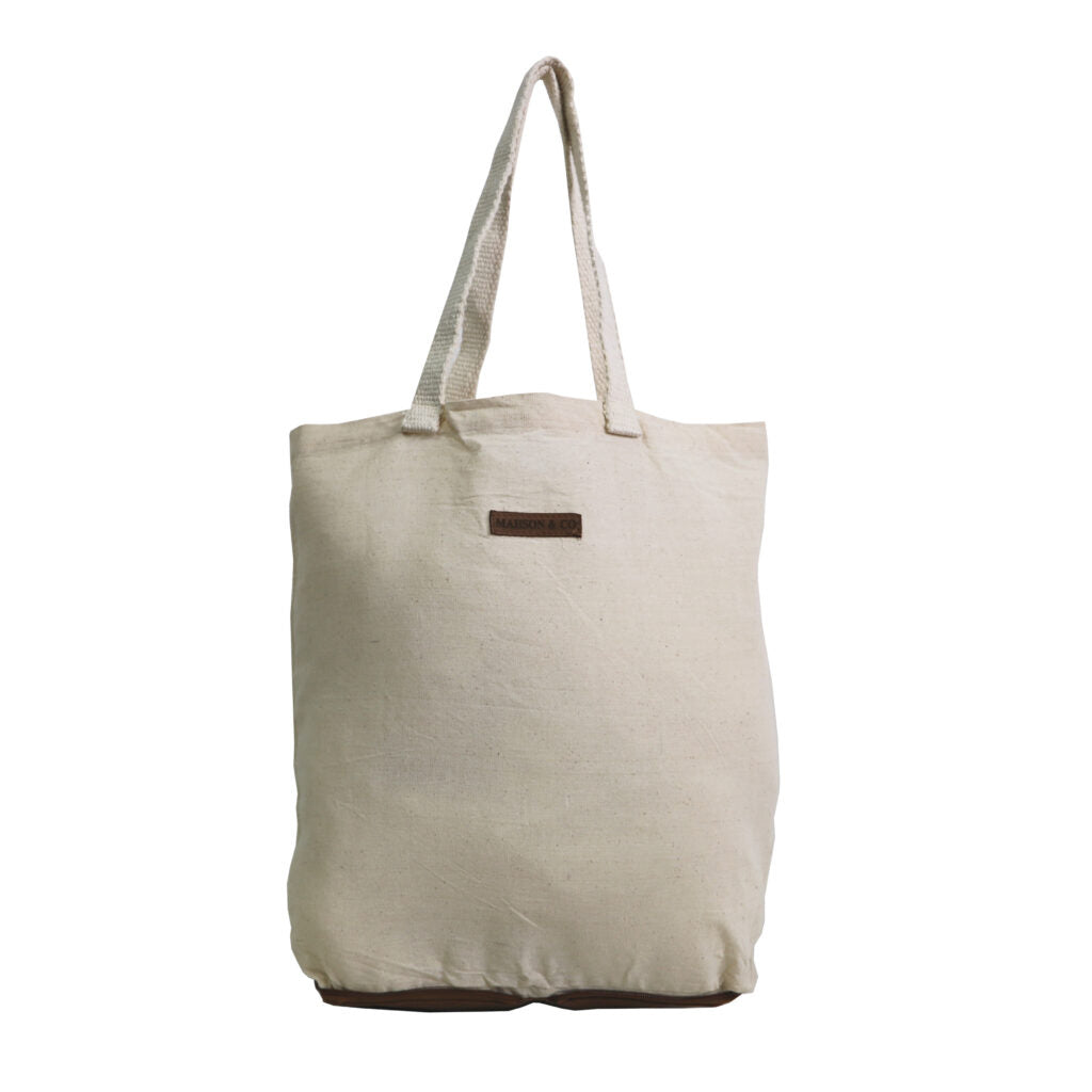 Shopping Tote with Leather Base/Cover