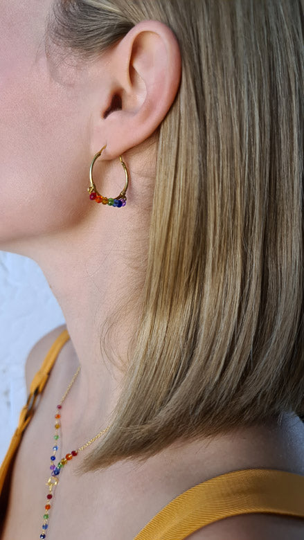 Noosa Amsterdam Rainbow Beads Creole Earrings