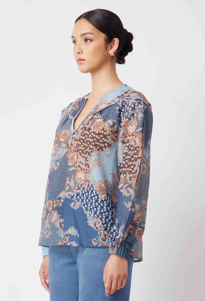 Serena Yoke Blouse - Como Flower