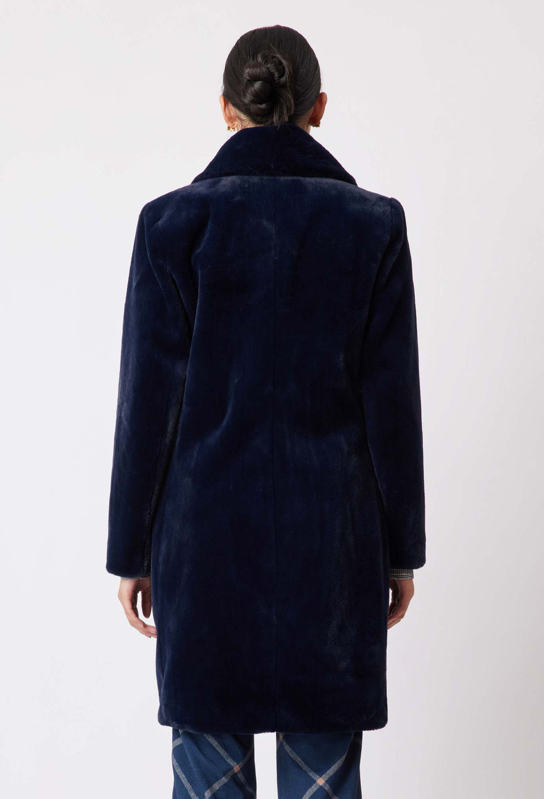 Serena Faux Fur Coat - Navy